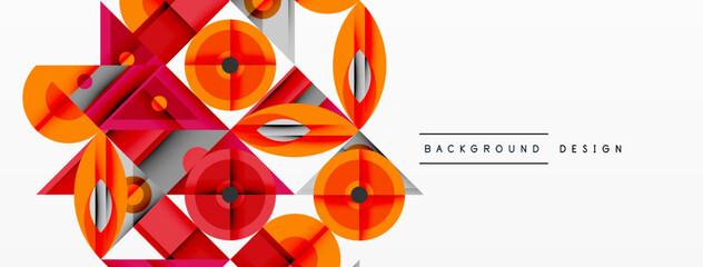 Poster - Abstract geometric shapes, orange, red hues. Modern design elements create dynamic visual composition. Clean lines, simple forms.