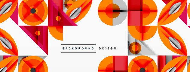 Leinwandbilder - Abstract geometric pattern. Orange, red, gray shapes repeat. Modern design with clean lines, suitable for backgrounds. Minimalist aesthetic.