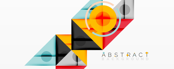 Aufkleber - Modern abstract design. Geometric shapes overlap, creating vibrant color blocks. Clean lines, minimalist aesthetic. Background is white.