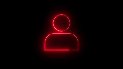 Abstract neon glowing new user icon animation on black background.