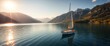 © Surangkanang - Austrian lake sailboat, mountain backdrop, summer sun, serenity, green forest