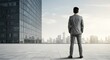 © SRD - Ambitious Businessman Contemplating Future Opportunities in Modern Cityscape Vision, Strategy, and Success