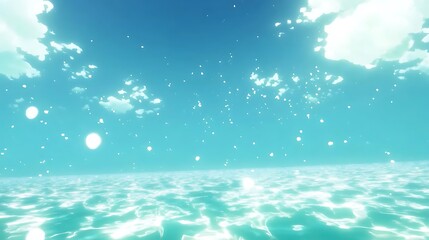 Wall Mural - Calm Ocean with Sunny Sky, and Blue Water.