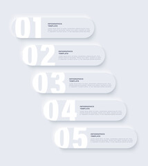 Neumorphism white vector vertical infographic template. Minimalistic clean infographic design