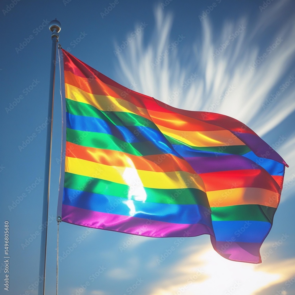 Rainbow Pride Flag A Symbol of LGBTQ+ Acceptance and Unity Stock Photo ...