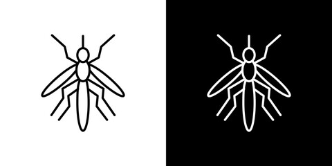 Mosquito icon stroke vector icon simple black style, illustration.