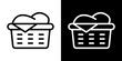 © Zrobac - Laundry basket icon stroke vector icon simple black style, illustration.