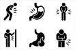 © Ainul - Indigestion icon set. Upset stomach. Stomachache. Digestive disorder. vector illustration on white background