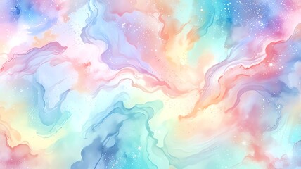 Wall Mural - pastel galaxy dreamscape: a watercolor abstract