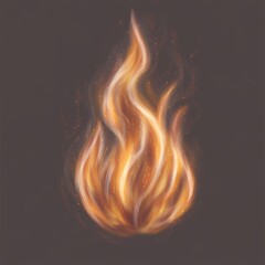 Poster - A Dynamic Digital Painting of Fire, with Golden and Orange Hues Dancing Against a Dark, Neutral Background
