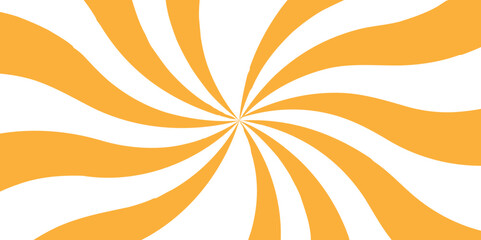 Leinwandbilder - Abstract vivid radial swirl pattern with orange and white curved rays. Dynamic sense of motion, with a retro, pop-art aesthetic reminiscent vintage posters. Clean smooth symmetrical curves 