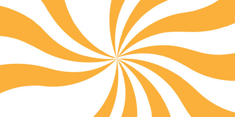 Poster - Abstract vivid radial swirl pattern with orange and white curved rays. Dynamic sense of motion, with a retro, pop-art aesthetic reminiscent vintage posters. Clean smooth symmetrical curves 
