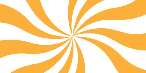 Leinwandbilder - Abstract vivid radial swirl pattern with orange and white curved rays. Dynamic sense of motion, with a retro, pop-art aesthetic reminiscent vintage posters. Clean smooth symmetrical curves 
