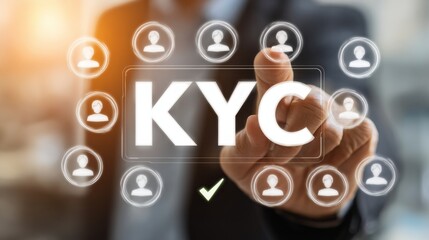 KYC process in a modern office setting with a professional examining user identities