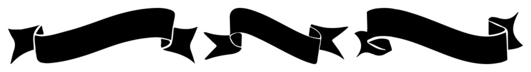 Wall Mural - png vintage ornate black ribbon banner, element set on transparent background