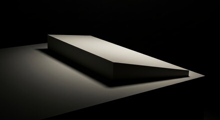 Poster - A white box with a slanted edge is shown in a dark room