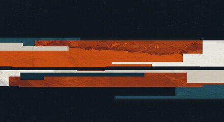 Poster - A black and white abstract painting with a blue stripe