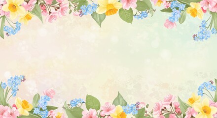 Poster - A colorful flowery border with a white background