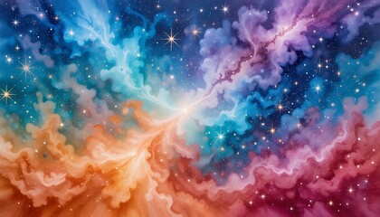 vibrant colorful cosmic nebula swirling with stars and galactic clouds in space