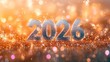 © Ilja - Silver 2026 Numbers on Sparkling Orange Background, Happy New Year Celebration Concept