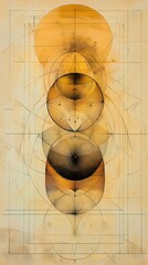 Wall Mural - digital technology blue orange lines illustration poster background