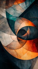Wall Mural - digital technology blue orange lines illustration poster background