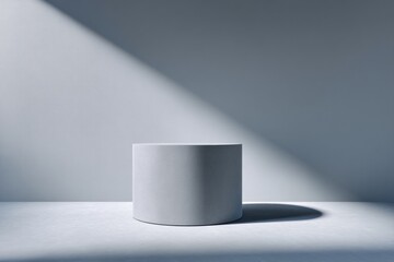 Aufkleber - Minimalist Product Showcase Sleek Gray Cylindrical Podium in Monochromatic Design - Modern Brand Storytelling and Visual Merchandising Concept