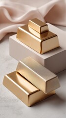 Poster - Luxe Gold Bullion Investment Showcase Elegant Wealth Preservation Strategy with Premium Metallic Bars - Contemporary Financial Resilience Imagery