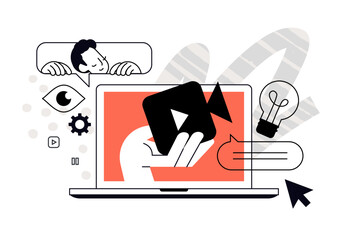 Wall Mural - video tutorial. vector illustration for web banner, social media banner, business presentation, mark