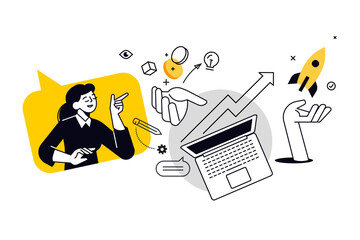 Wall Mural - startup. vector illustration for web banner, social media banner, business presentation, marketing m