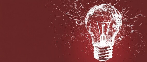 Aufkleber - Abstract lightbulb design on red background.
