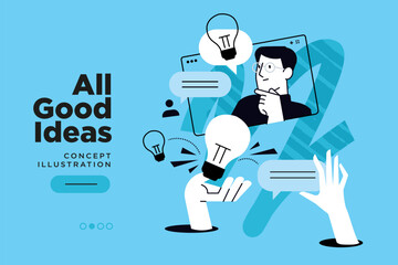 Wall Mural - all good ideas. vector illustration for website page design, web banner, social media banner, busine