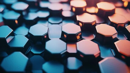Wall Mural - Hexagonal Abstraction: An artistic rendering of a multi-faceted, technological design.