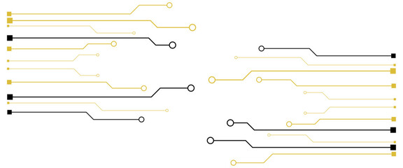 Vector circuit board elements on grid. Design elements for circuit board illustration 