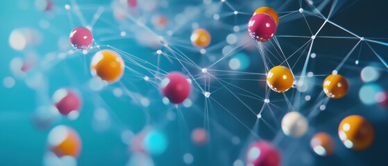 Colorful capsules scattered on a blue background, intersected by digital lines, suggesting a connection to healthcare or pharmaceuticals.