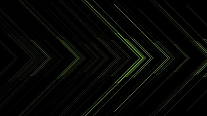 Fototapete - Abstract green linear arrows geometric tech background