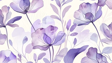Wall Mural - lavender watercolor floral seamless pattern: elegant botanical design