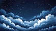 © REZAUL4513 - Artistic illustration of a starry night sky above fluffy clouds in shades of blue