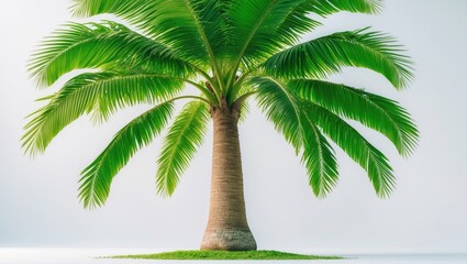 Wall Mural - beautiful green palm tree set against a white backdrop