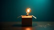 © leon - Think outside the box concept with lightbulb idea innovation and creativity