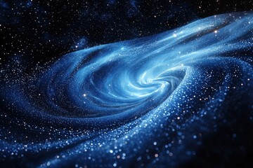 Wall Mural - Stunning Cosmic Spiral Galaxy with Twinkling Stars and Vibrant Blue Nebula in Deep Space