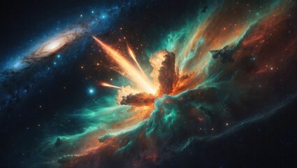 Wall Mural - outstanding celestial scenery: supernova eruption, glowing star nebula from a remote galaxy, abstrac