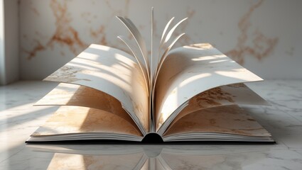 Wall Mural - an ivory book on matching vitrified tile design