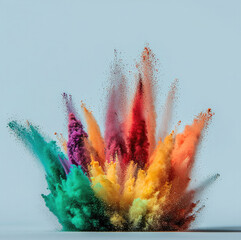 colorful powder explosion, vibrant burst, abstract art, dynamic energy, creative splash, isolated ba