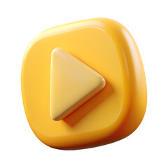 Wall Mural - 3d render of a yellow play button icon isolated on transparent background