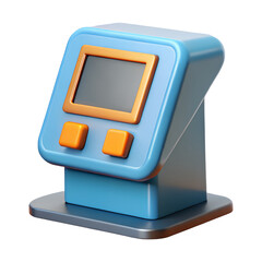 Wall Mural - 3d render of a cute blue and orange digital device isolated on transparent background