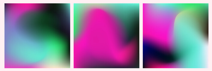 Poster - Abstract vector illustration featuring soft gradient shapes and blurred neon hues in a modern fluid style, reflecting the popular vibrant gradient trend of 2025.
