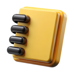 Wall Mural - 3d render of yellow notepad icon with black binders isolated on transparent background