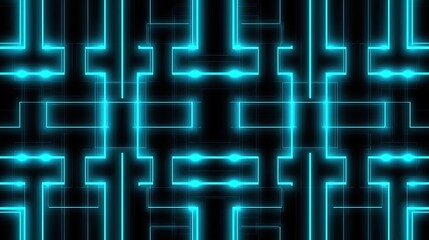 Futuristic blue circuit lines on geometric tech background, symbolizing digital innovation and advanced technology