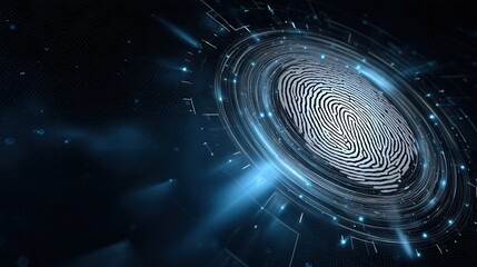 Aufkleber - A blue and white image of a fingerprint with a blue background